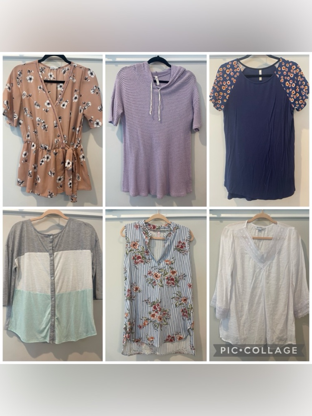 Spring Summer Floral Pastels Women’s Coquette Style Bundle 6 Tops Size Large